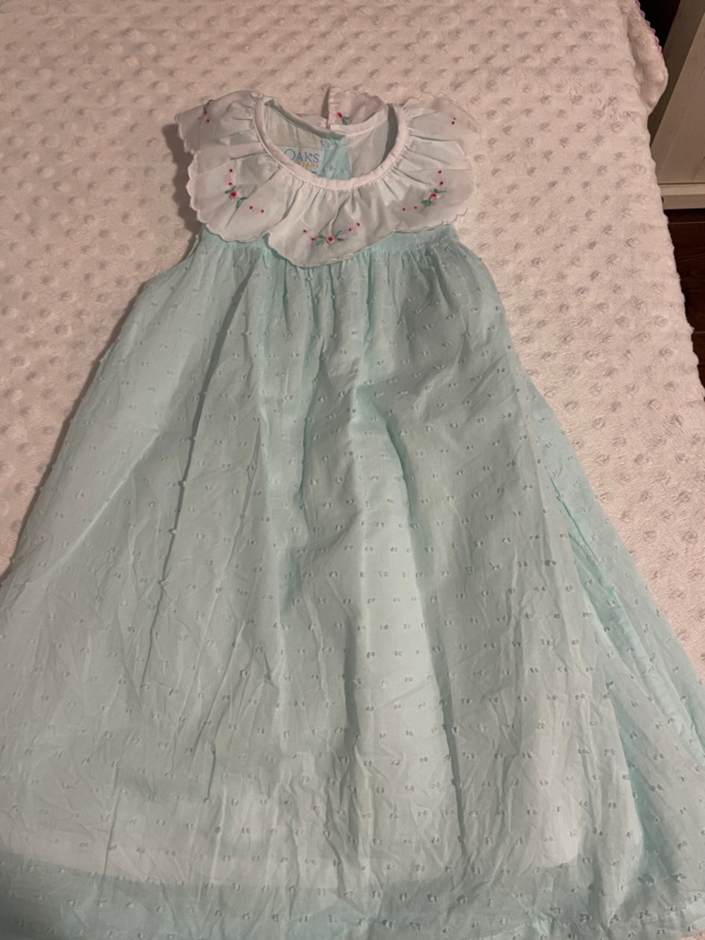 Old Navy Light Blue Eyelet Cotton Dress with White Peter Pan Collar